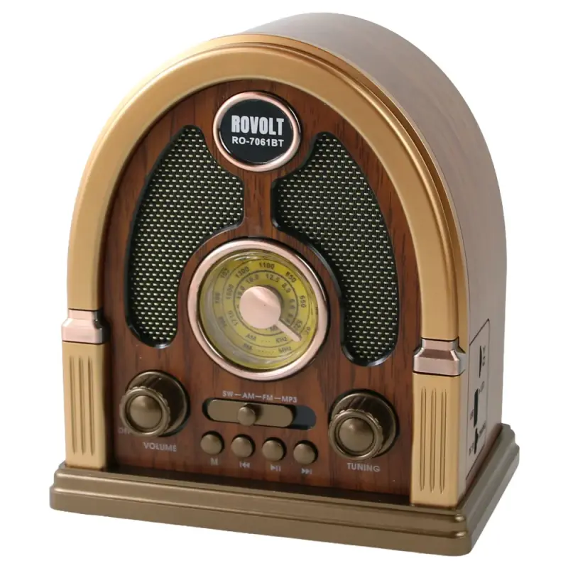 Radio portabil retro rovolt ro-7061bt cu bluetooth, fm/am/sw